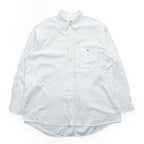 LACOSTE 長袖 ボタンダウンシャツ XL ホワイト 胸ポケット ワンポイントロゴ