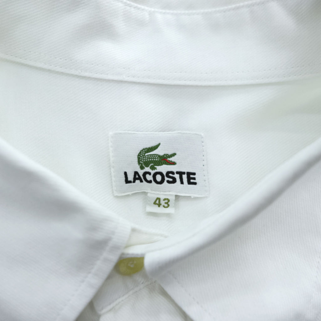 LACOSTE 長袖 ボタンダウンシャツ XL ホワイト 胸ポケット ワンポイントロゴ