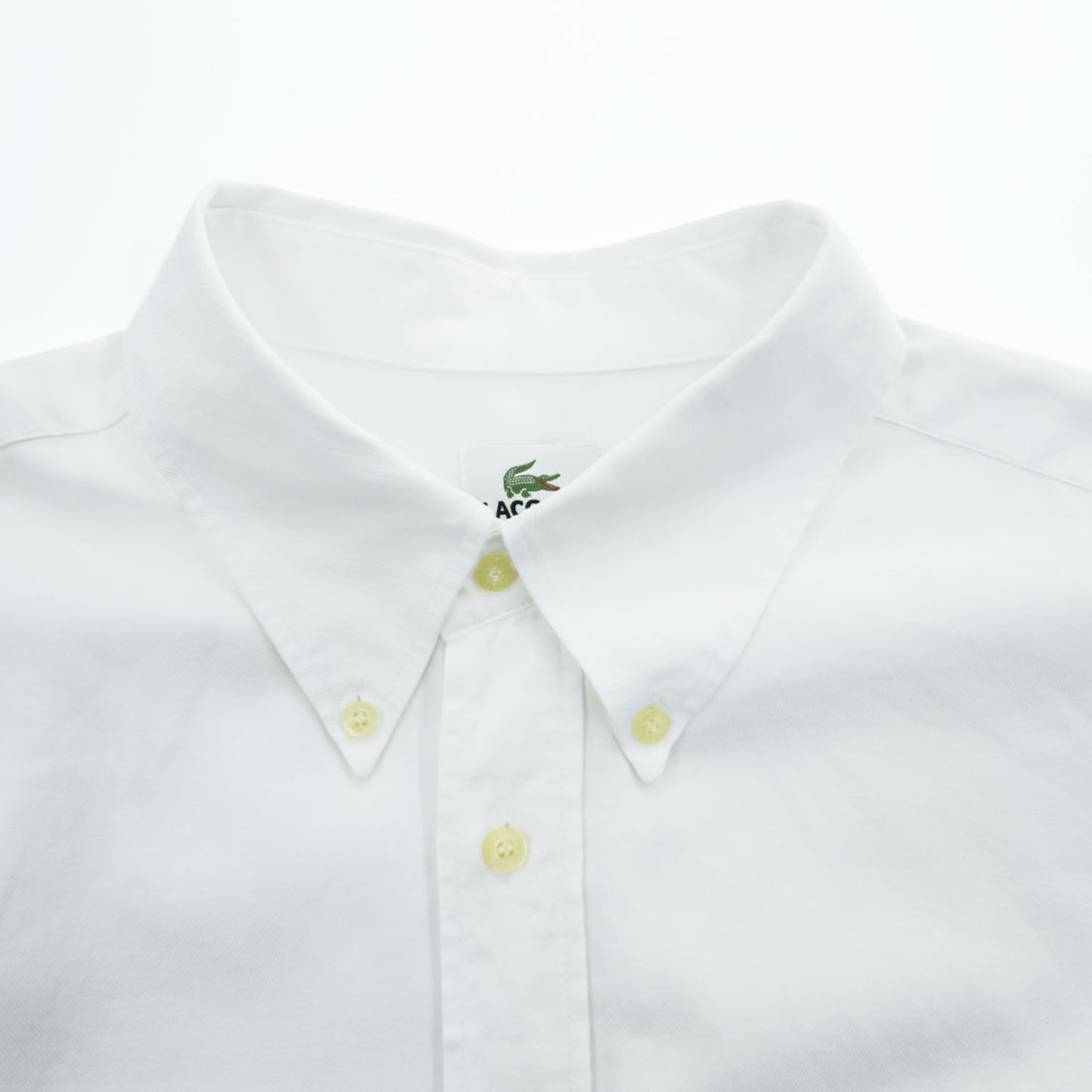 LACOSTE 長袖 ボタンダウンシャツ XL ホワイト 胸ポケット ワンポイントロゴ