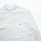 LACOSTE 長袖 ボタンダウンシャツ XL ホワイト 胸ポケット ワンポイントロゴ