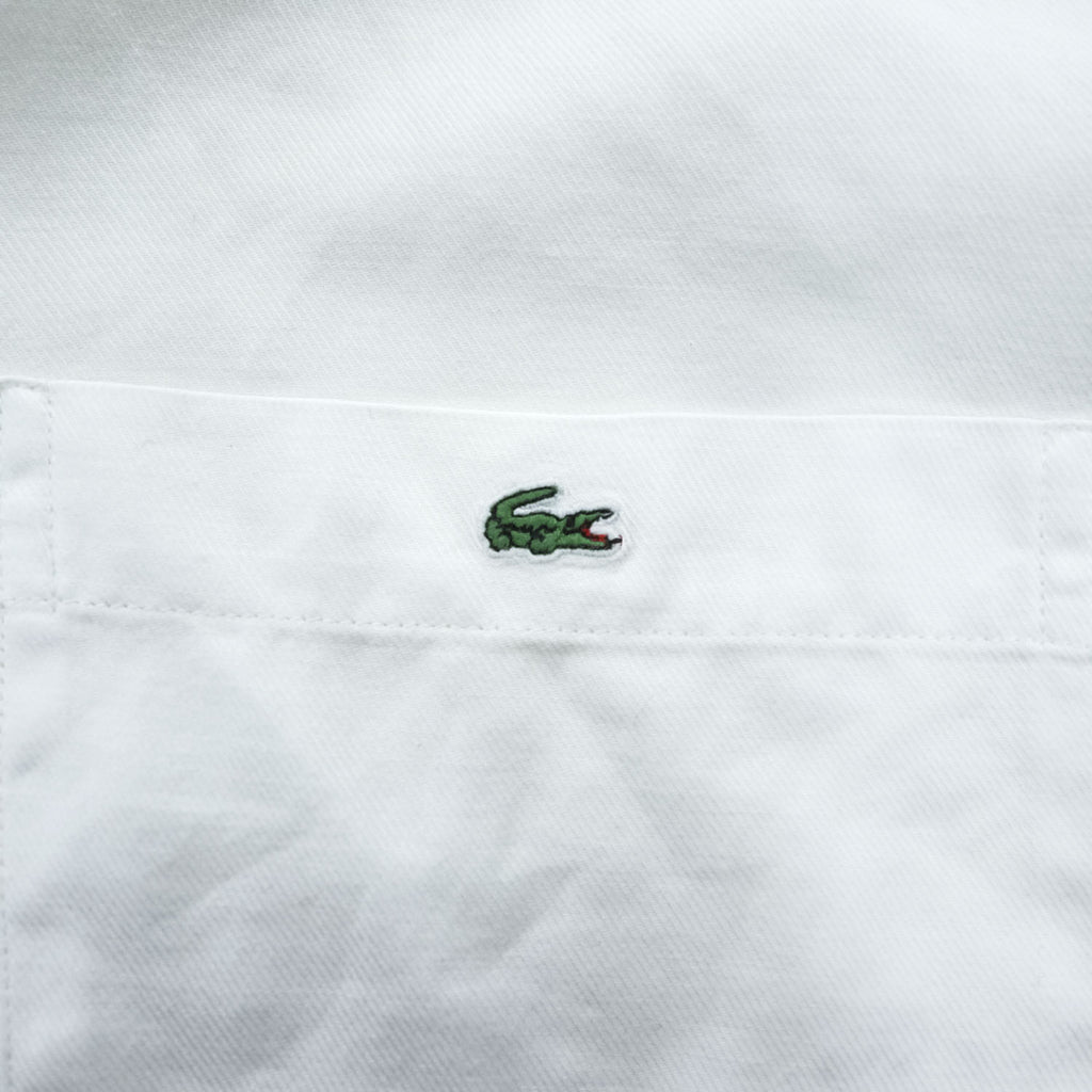 LACOSTE 長袖 ボタンダウンシャツ XL ホワイト 胸ポケット ワンポイントロゴ