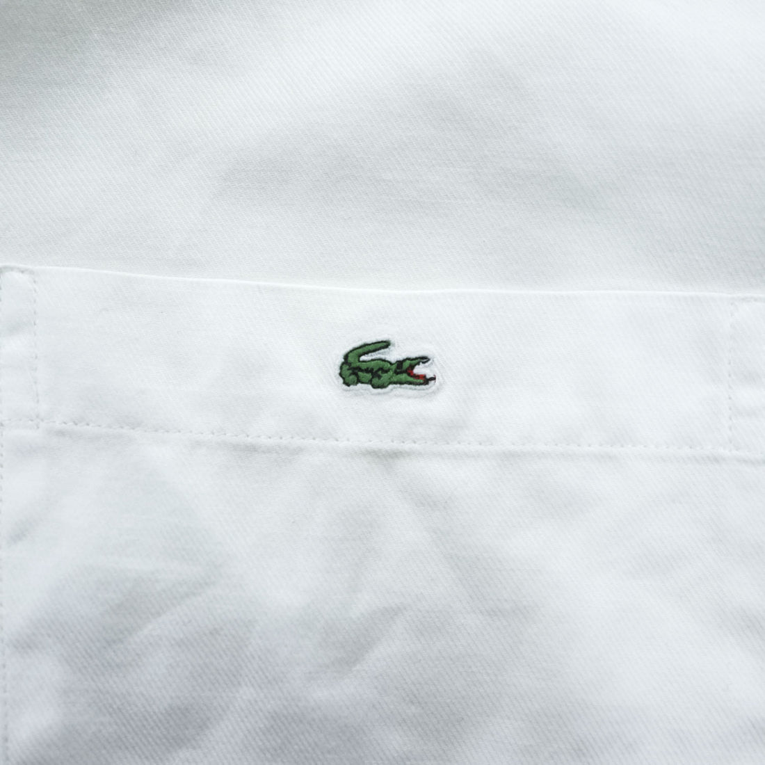 LACOSTE 長袖 ボタンダウンシャツ XL ホワイト 胸ポケット ワンポイントロゴ