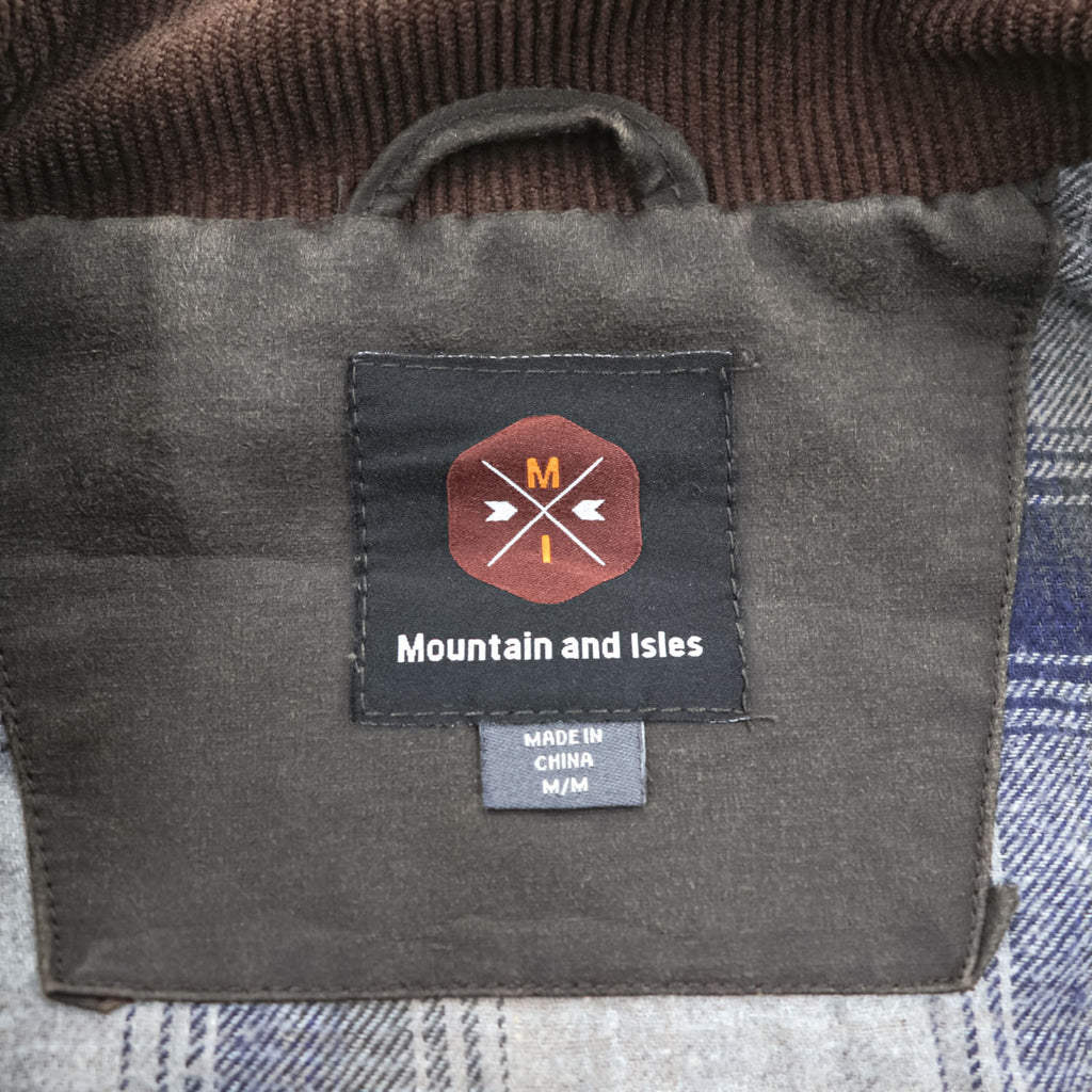 Mountain and Isles フィールドベスト ハンティングベスト M ワックスドコットン 裏地チェック コーデュロイ襟