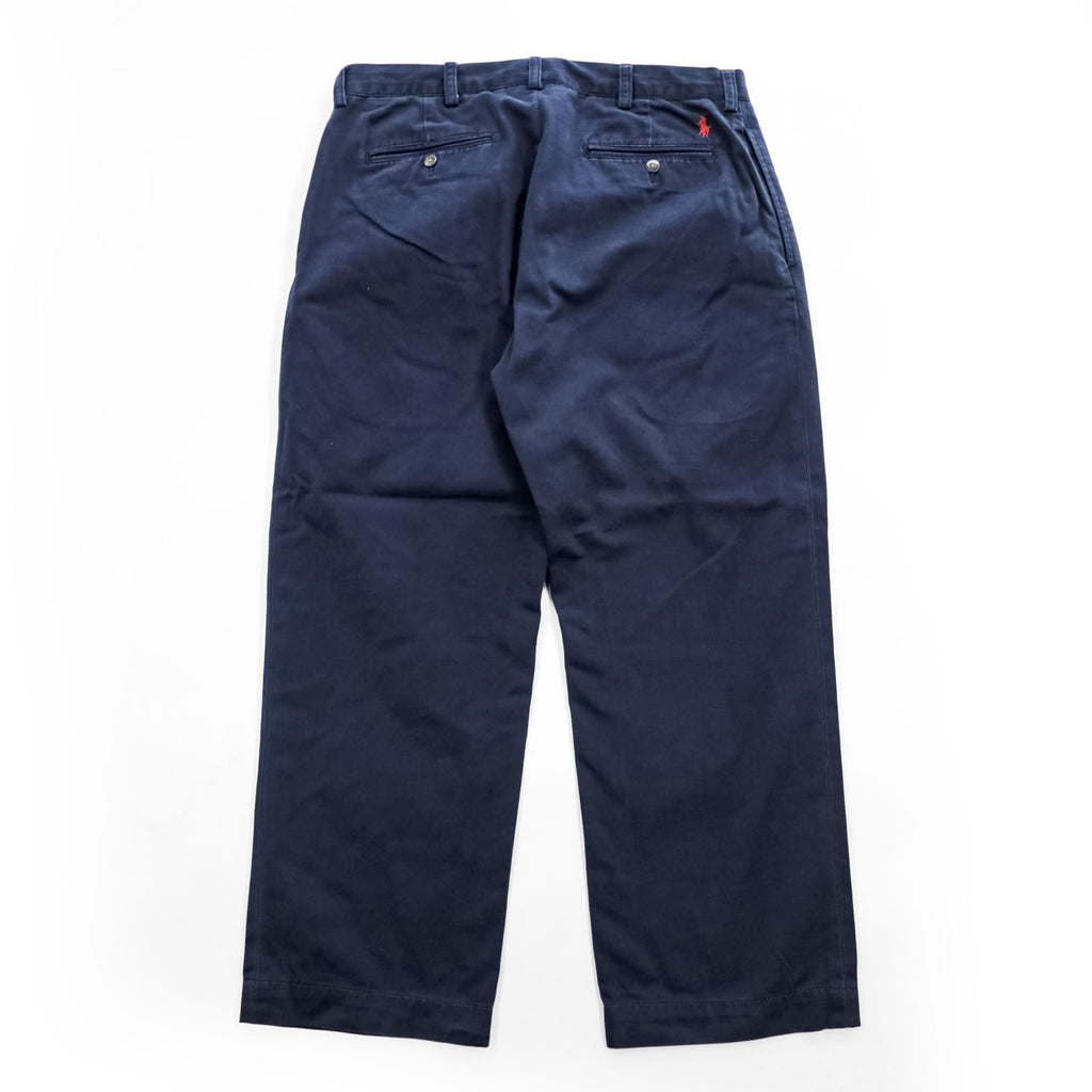 Polo Ralph Lauren 90年代 ヴィンテージ ETHAN PANT 2タック ワイド チノパンツ L ネイビー プリーツ ポロチノ