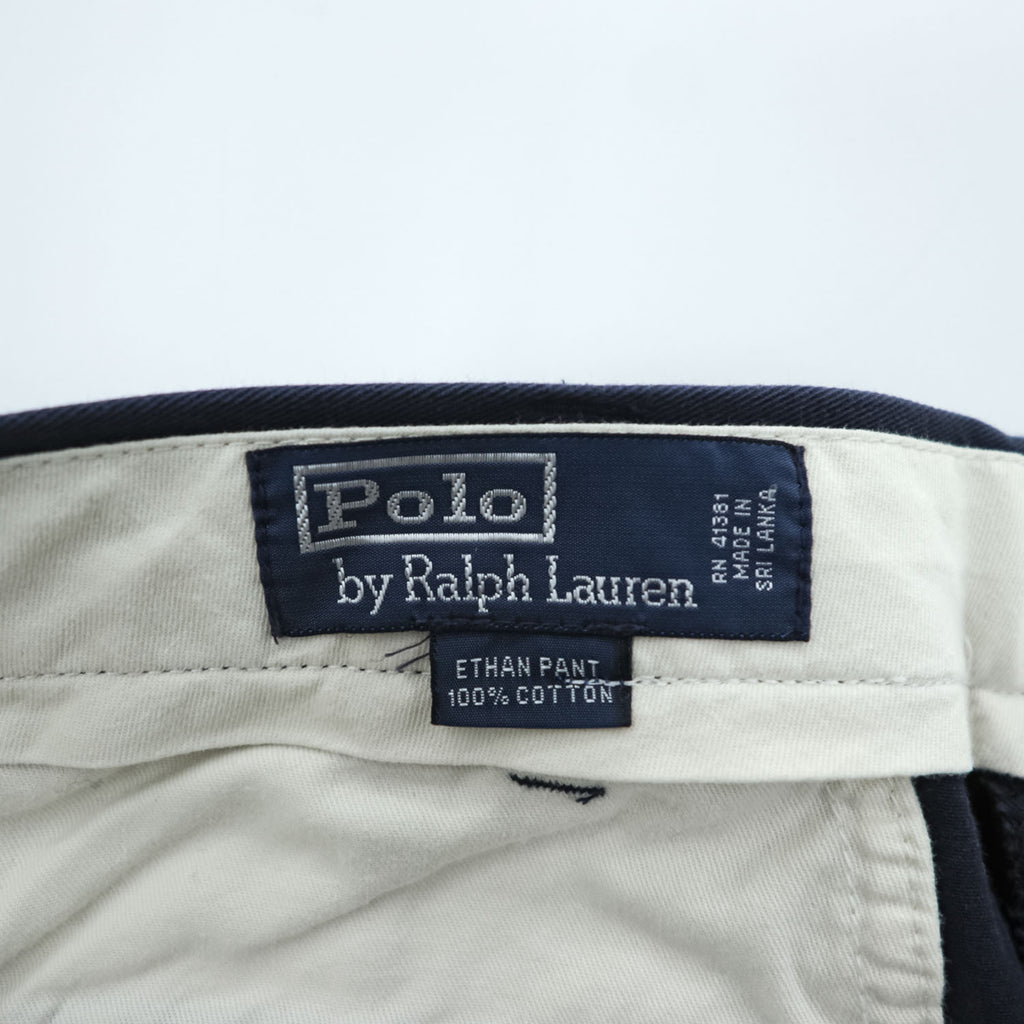 Polo Ralph Lauren 90年代 ヴィンテージ ETHAN PANT 2タック ワイド チノパンツ L ネイビー プリーツ ポロチノ