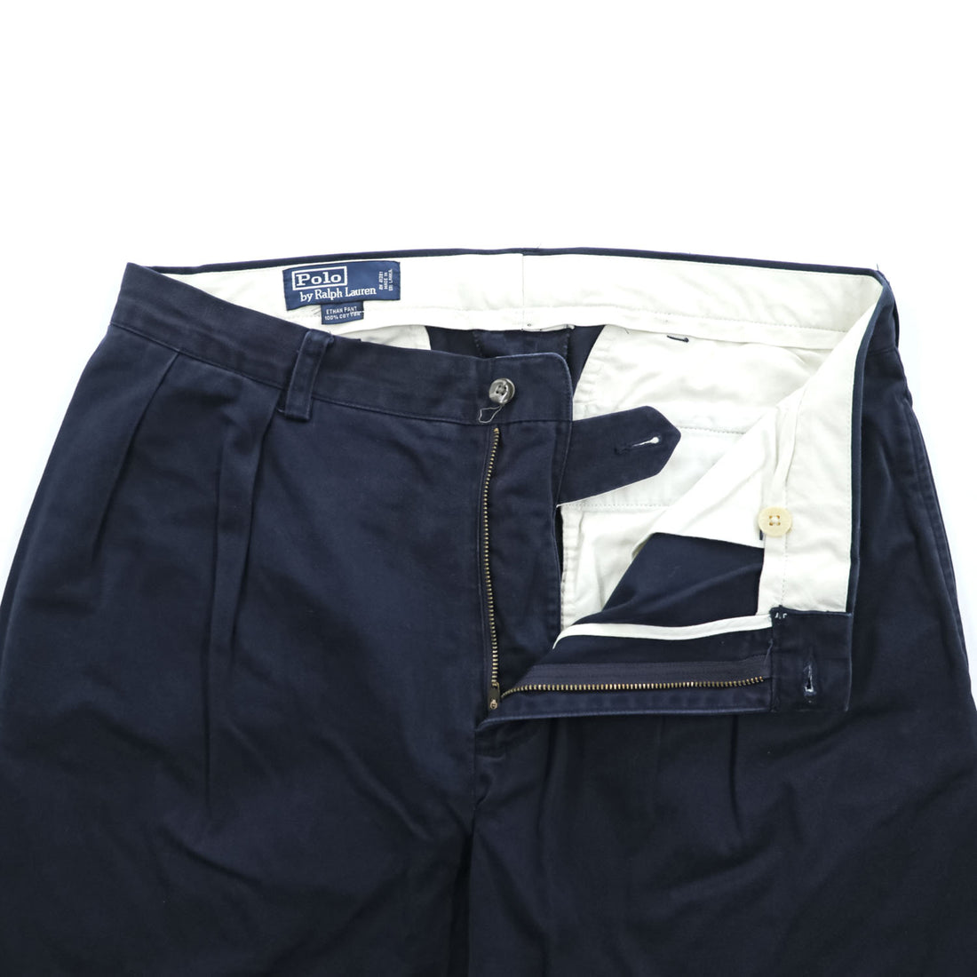 Polo Ralph Lauren 90年代 ヴィンテージ ETHAN PANT 2タック ワイド チノパンツ L ネイビー プリーツ ポロチノ