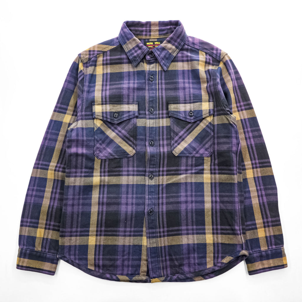UES WEAR WELL 日本製 ヘビーウェイト 長袖 フランネル ワークシャツ L チェック ダブル フラップ 胸ポケット