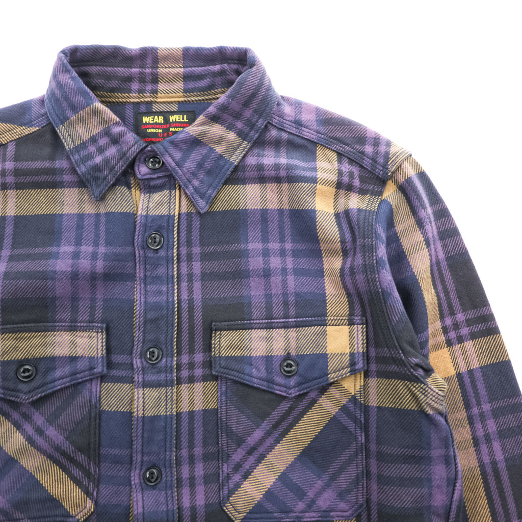 UES WEAR WELL 日本製 ヘビーウェイト 長袖 フランネル ワークシャツ L チェック ダブル フラップ 胸ポケット