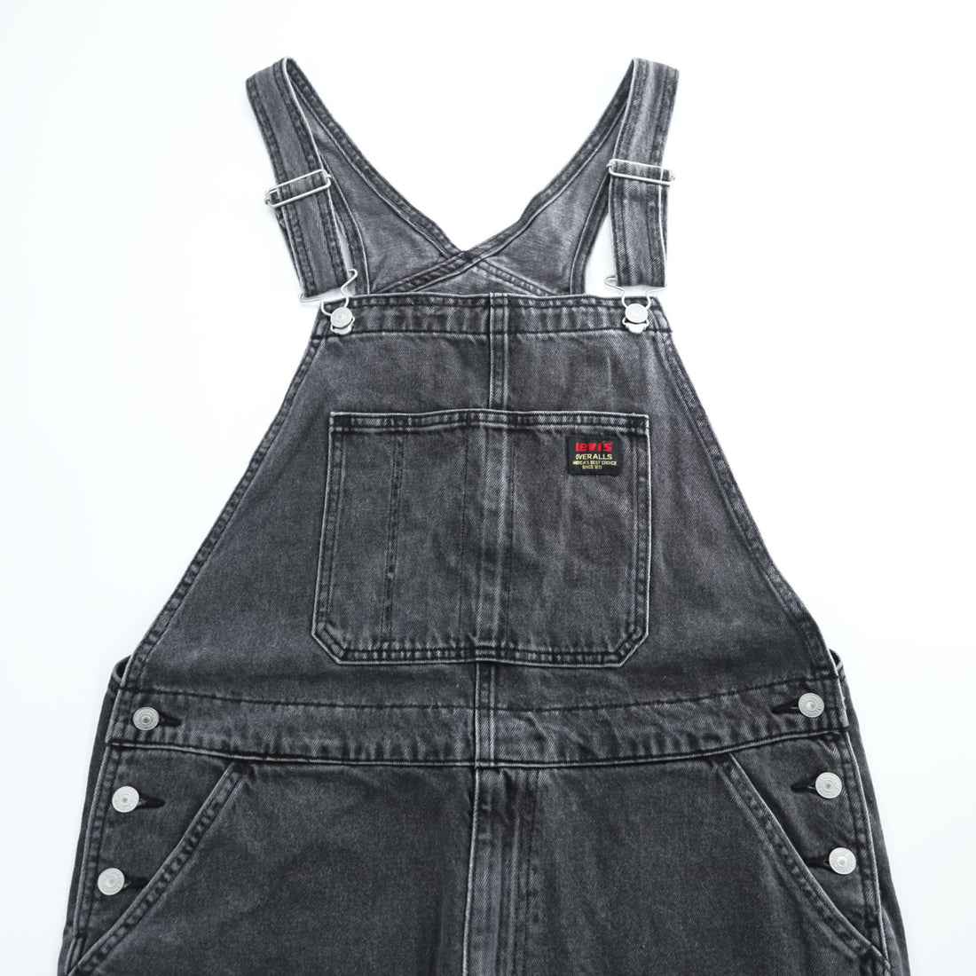 Levi's ブラックデニム ワーク オーバーオール L グレーフェード ヴィンテージ加工 79107-0006