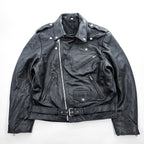 90s Vintage Leather Double Riders Jacket ユーロヴィンテージ 90年代 ダブル ライダースジャケット L ウエストベルト エポレット