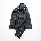 90s Vintage Leather Double Riders Jacket ユーロヴィンテージ 90年代 ダブル ライダースジャケット L ウエストベルト エポレット