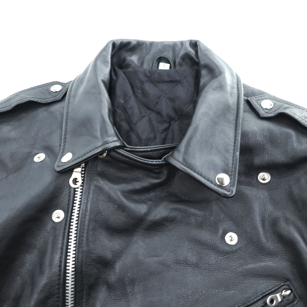 90s Vintage Leather Double Riders Jacket ユーロヴィンテージ 90年代 ダブル ライダースジャケット L ウエストベルト エポレット