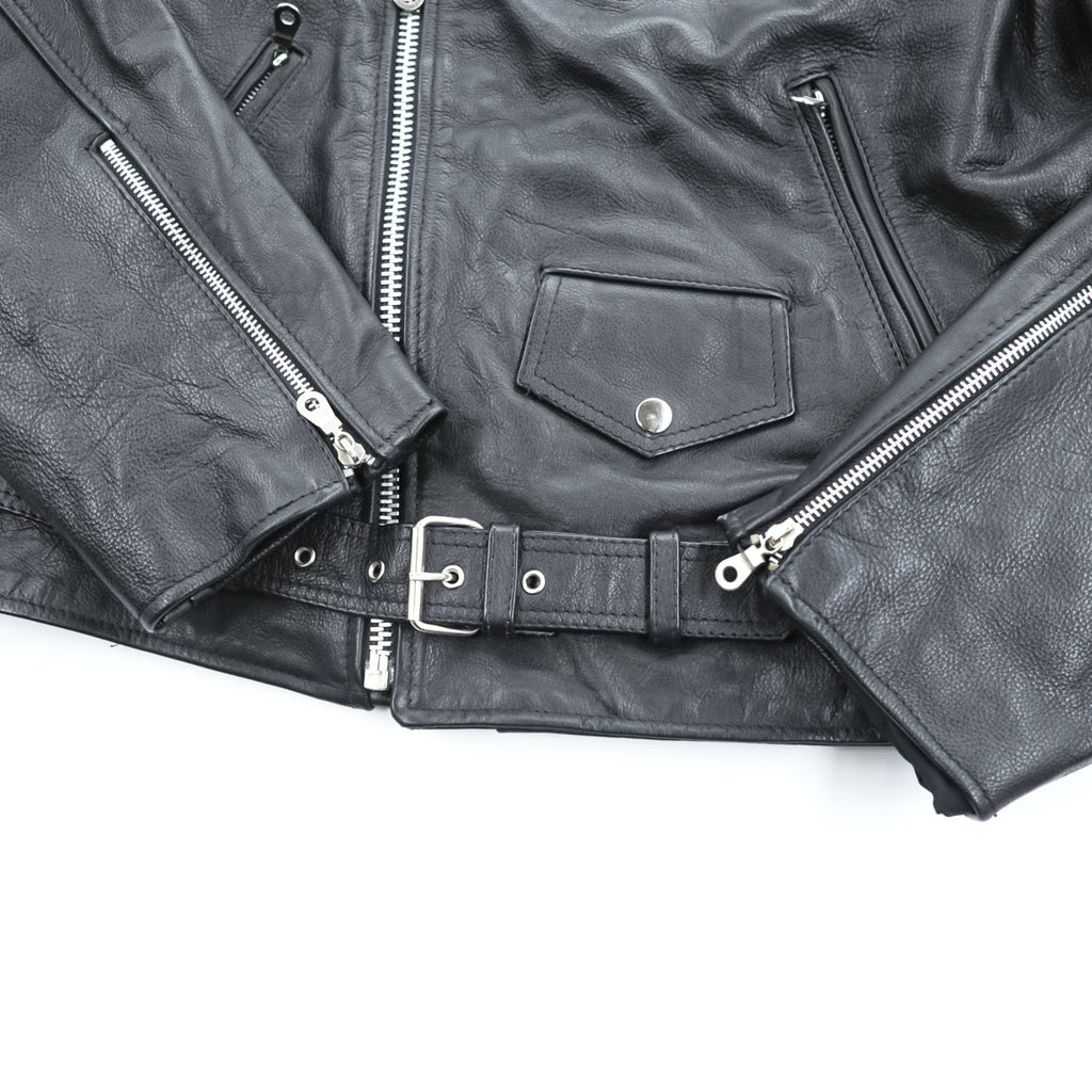 90s Vintage Leather Double Riders Jacket ユーロヴィンテージ 90年代 ダブル ライダースジャケット L ウエストベルト エポレット