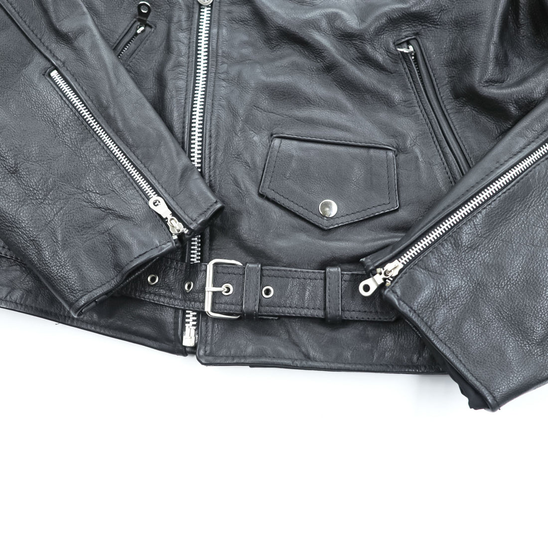 90s Vintage Leather Double Riders Jacket ユーロヴィンテージ 90年代 ダブル ライダースジャケット L ウエストベルト エポレット