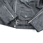 90s Vintage Leather Double Riders Jacket ユーロヴィンテージ 90年代 ダブル ライダースジャケット L ウエストベルト エポレット