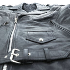 90s Vintage Leather Double Riders Jacket ユーロヴィンテージ 90年代 ダブル ライダースジャケット L ウエストベルト エポレット