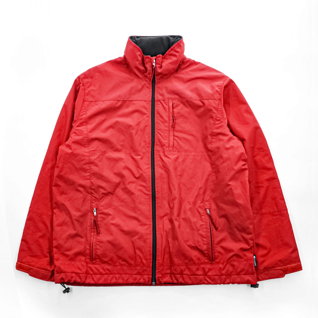 CHAPS Ralph Lauren フード収納式 ナイロンジャケット XL レッド フリースライナー ドローコード SCOVILLジップ