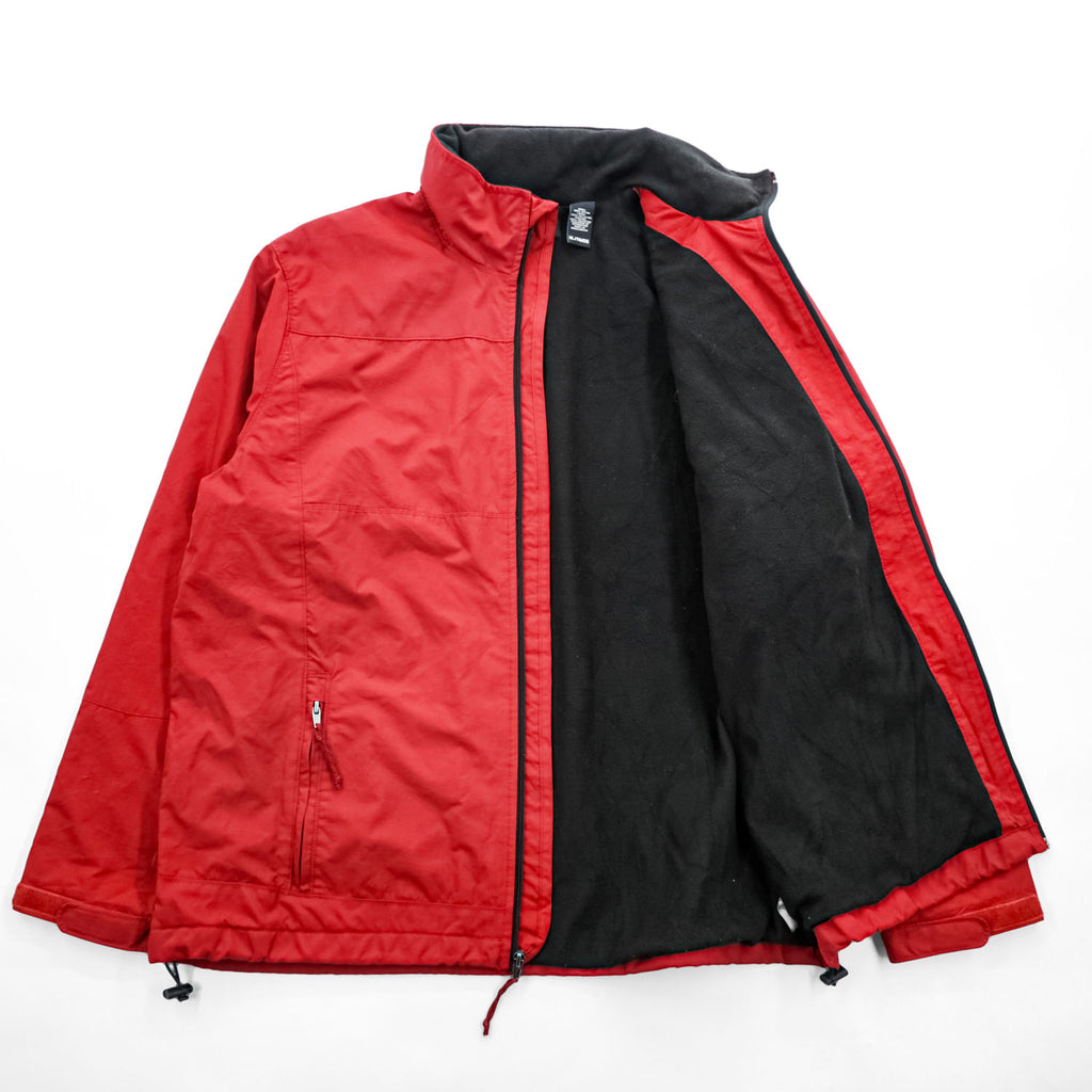 CHAPS Ralph Lauren フード収納式 ナイロンジャケット XL レッド フリースライナー ドローコード SCOVILLジップ