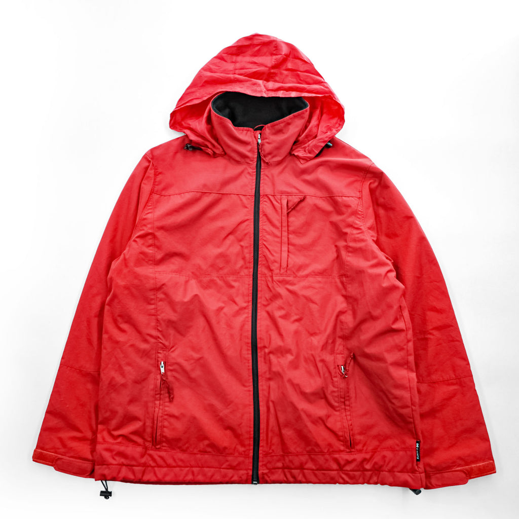 CHAPS Ralph Lauren フード収納式 ナイロンジャケット XL レッド フリースライナー ドローコード SCOVILLジップ