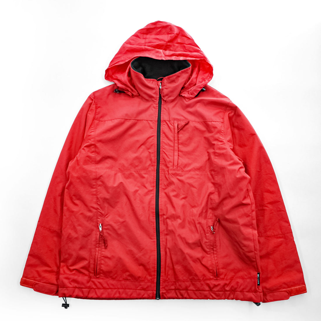 CHAPS Ralph Lauren フード収納式 ナイロンジャケット XL レッド フリースライナー ドローコード SCOVILLジップ