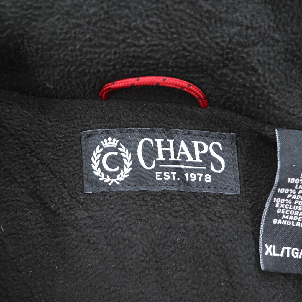 CHAPS Ralph Lauren フード収納式 ナイロンジャケット XL レッド フリースライナー ドローコード SCOVILLジップ