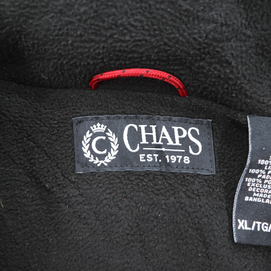 CHAPS Ralph Lauren フード収納式 ナイロンジャケット XL レッド フリースライナー ドローコード SCOVILLジップ