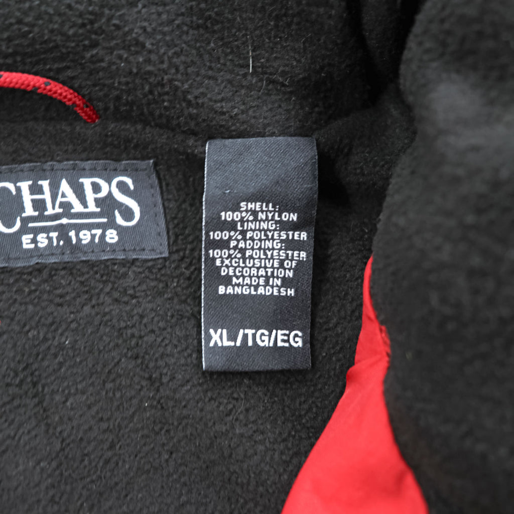 CHAPS Ralph Lauren フード収納式 ナイロンジャケット XL レッド フリースライナー ドローコード SCOVILLジップ