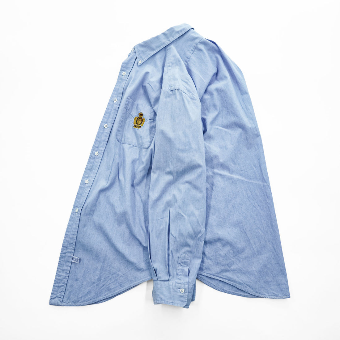 Ralph Lauren 90年代 ヴィンテージ 長袖 ボタンダウンシャツ XL ブルー 胸ポケット クレスト エンブレム 刺繍
