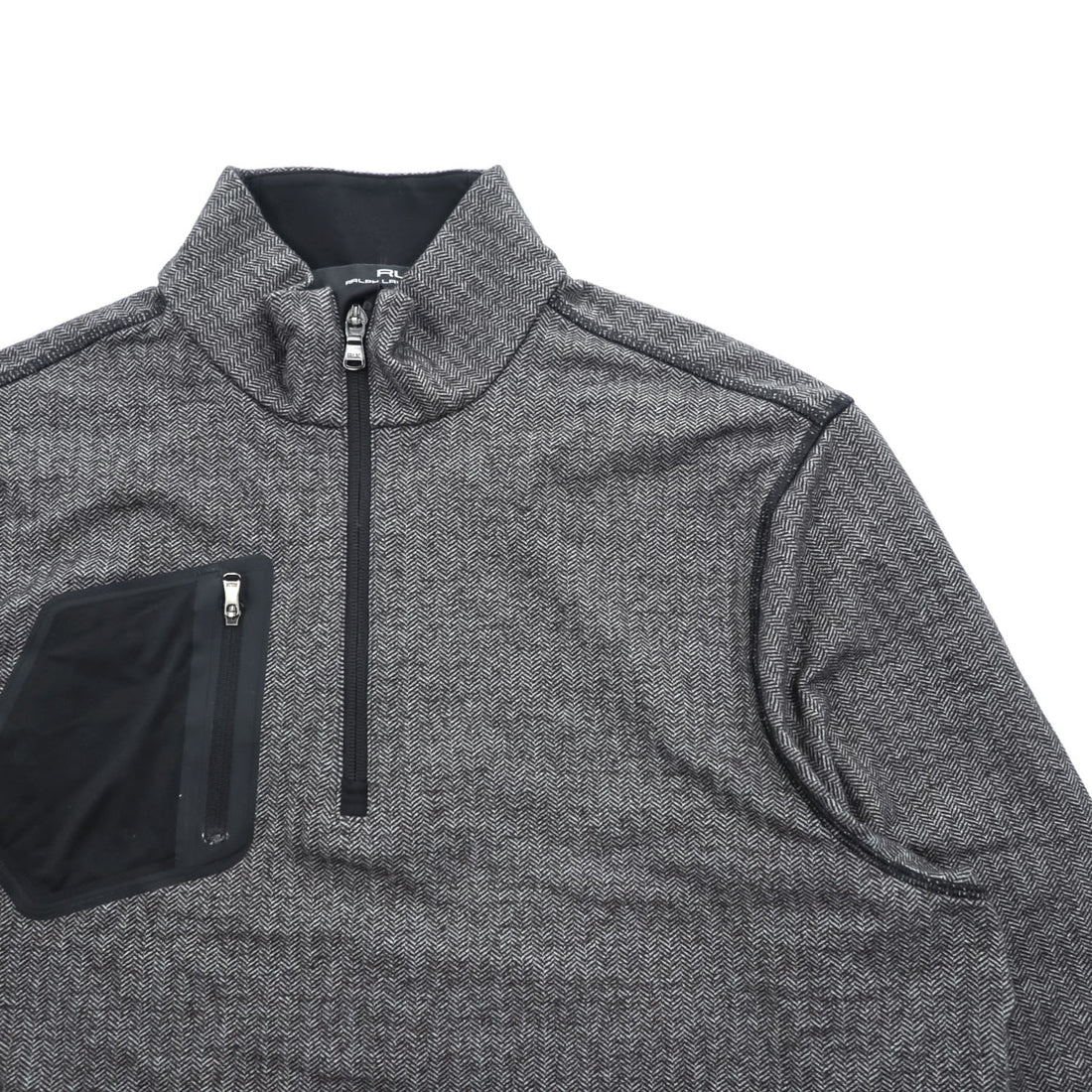 RLX RALPH LAUREN Herringbone Half-Zip Pullover Gray Size L Made in China