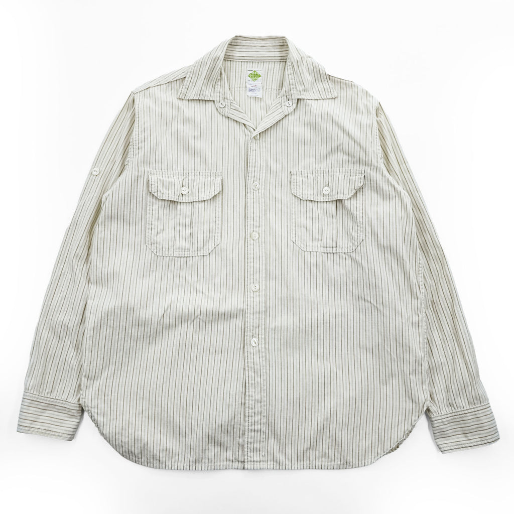 POST O'ALLS Pantograph NYC Stripe Work Shirt Ivory Beige Cotton Made in Japan M