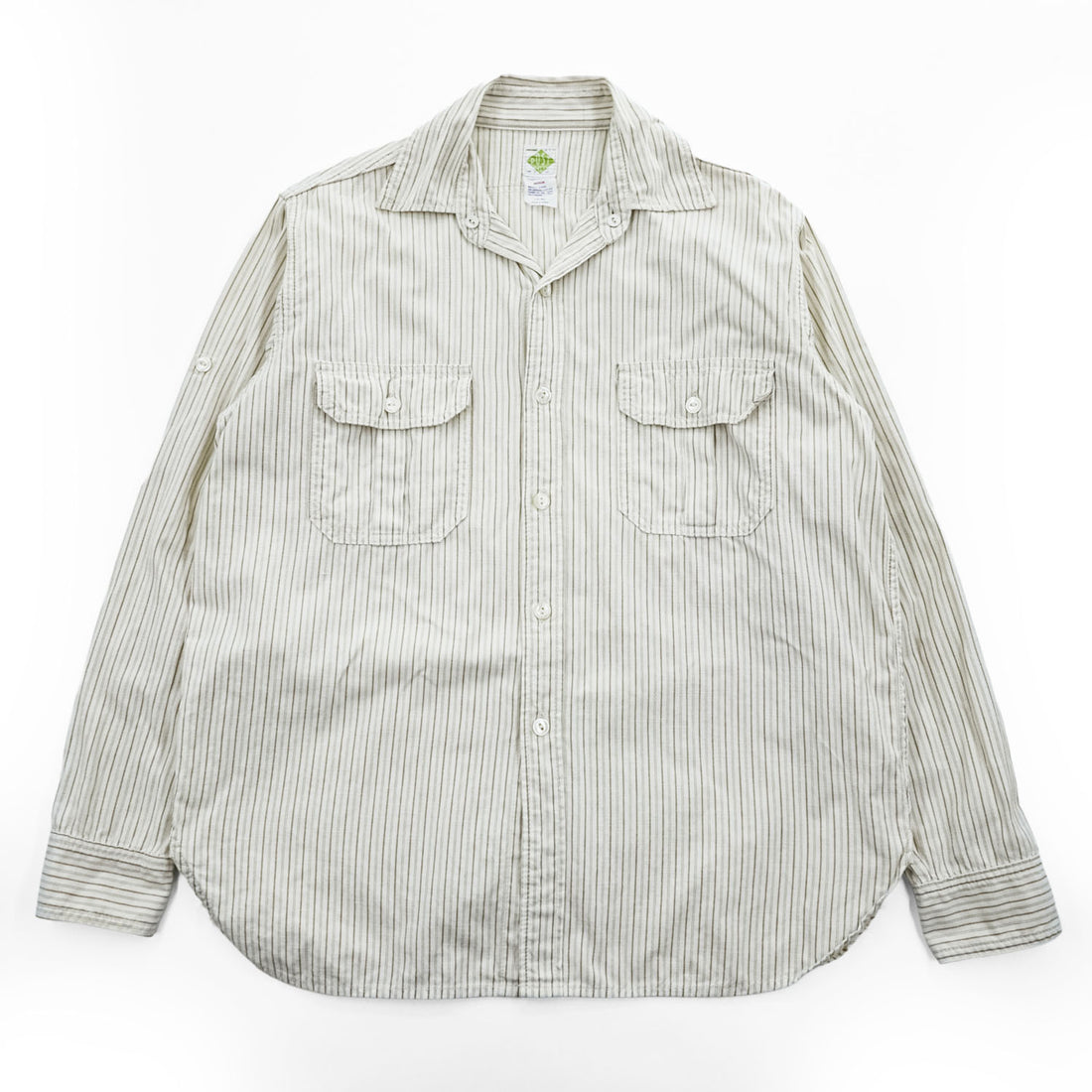 POST O'ALLS Pantograph NYC Stripe Work Shirt Ivory Beige Cotton Made in Japan M