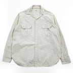 POST O'ALLS Pantograph NYC Stripe Work Shirt Ivory Beige Cotton Made in Japan M