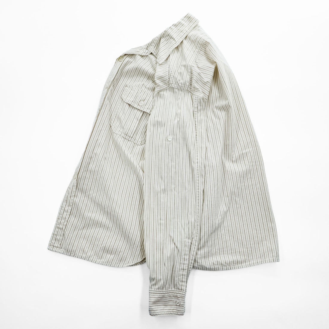 POST O'ALLS Pantograph NYC Stripe Work Shirt Ivory Beige Cotton Made in Japan M