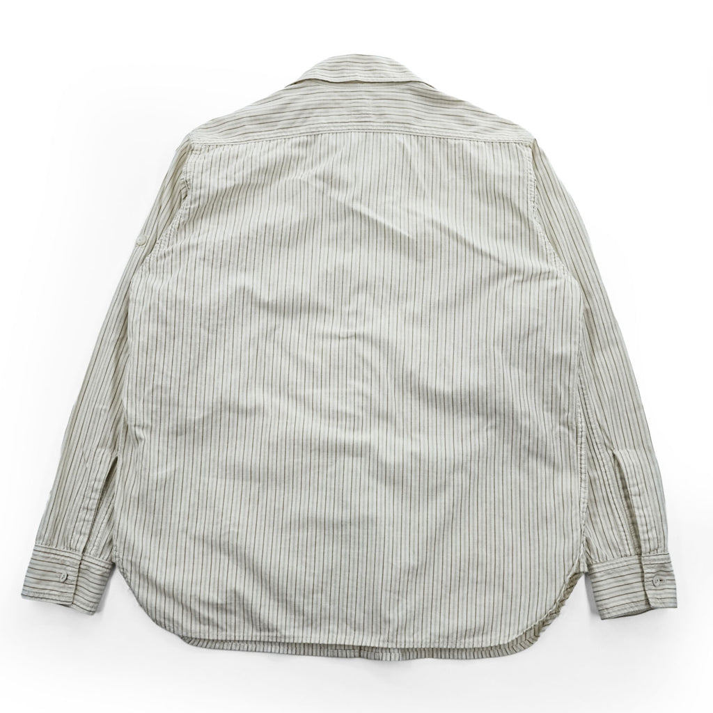 POST O'ALLS Pantograph NYC Stripe Work Shirt Ivory Beige Cotton Made in Japan M