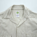 POST O'ALLS Pantograph NYC Stripe Work Shirt Ivory Beige Cotton Made in Japan M