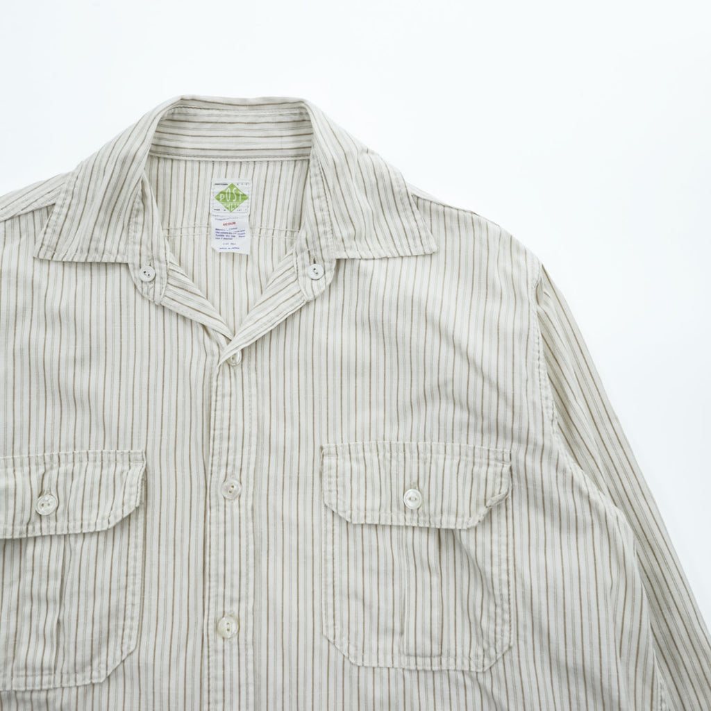 POST O'ALLS Pantograph NYC Stripe Work Shirt Ivory Beige Cotton Made in Japan M