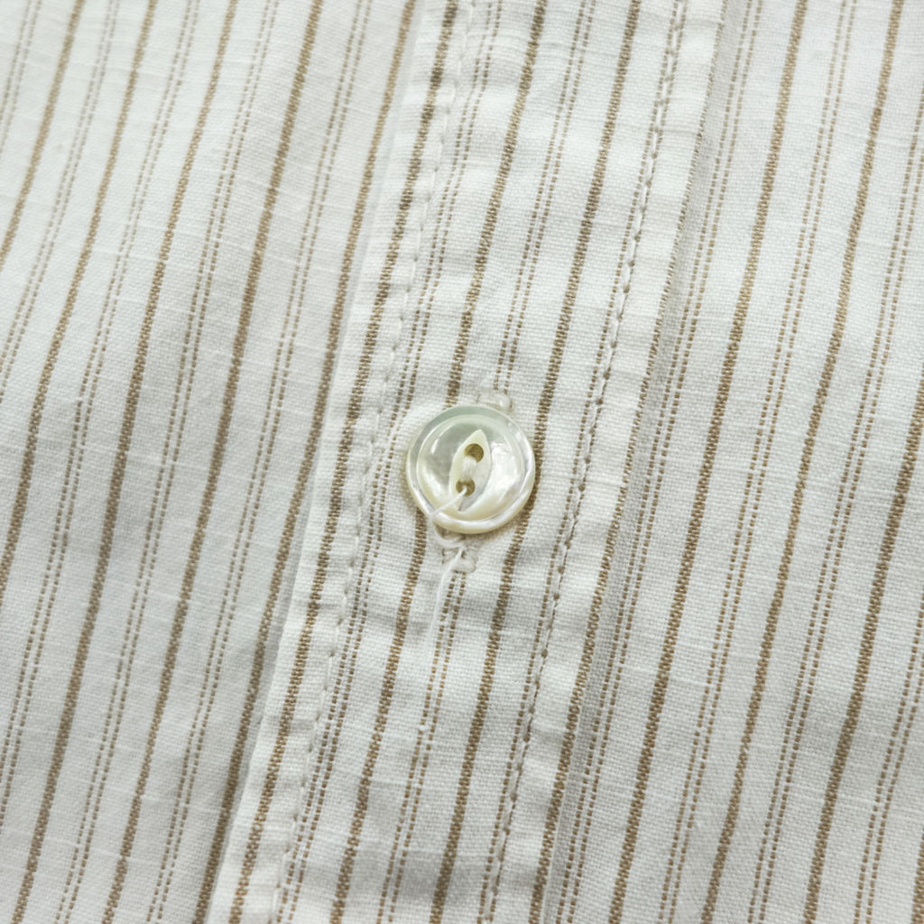 POST O'ALLS Pantograph NYC Stripe Work Shirt Ivory Beige Cotton Made in Japan M