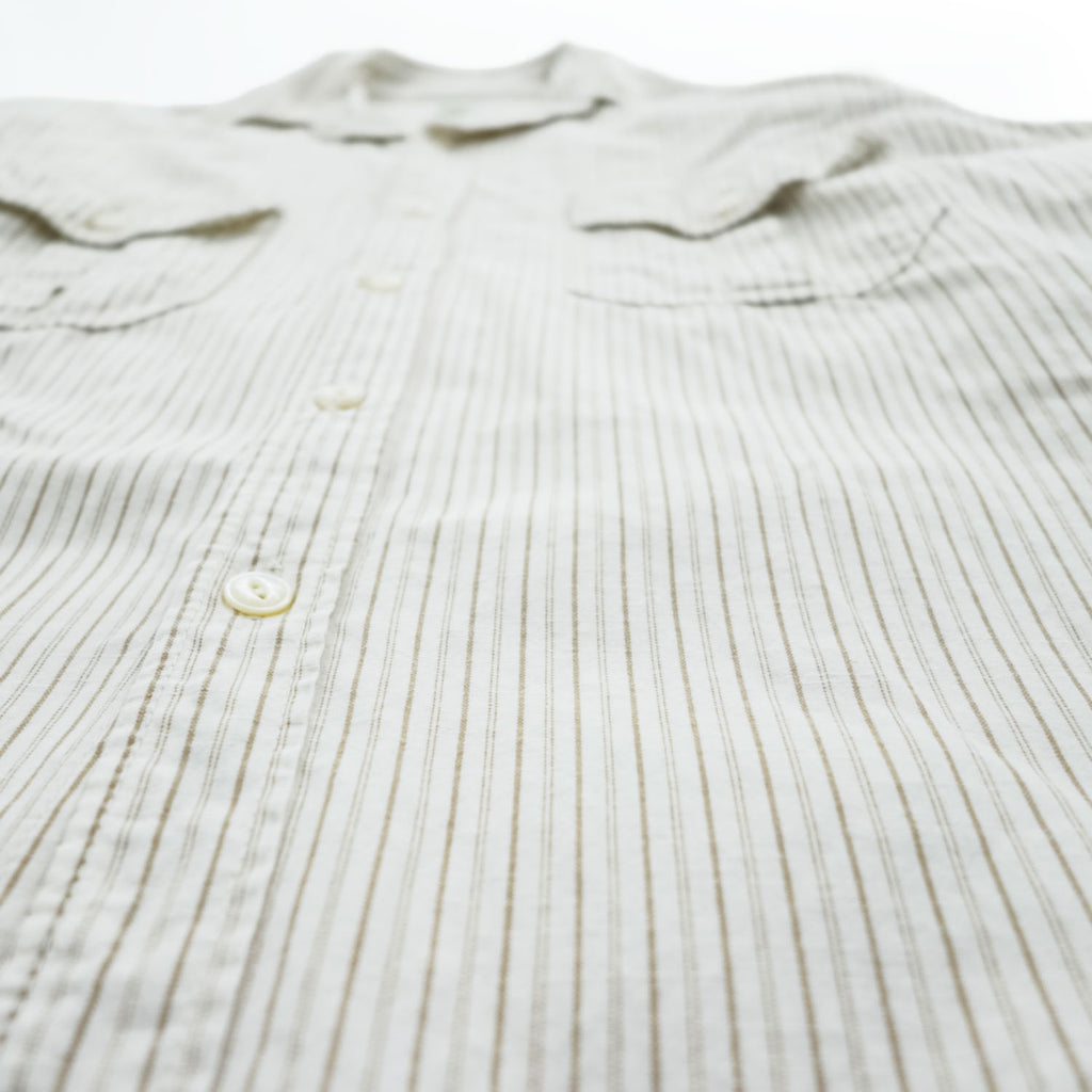 POST O'ALLS Pantograph NYC Stripe Work Shirt Ivory Beige Cotton Made in Japan M