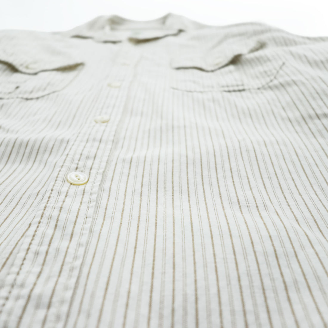 POST O'ALLS Pantograph NYC Stripe Work Shirt Ivory Beige Cotton Made in Japan M