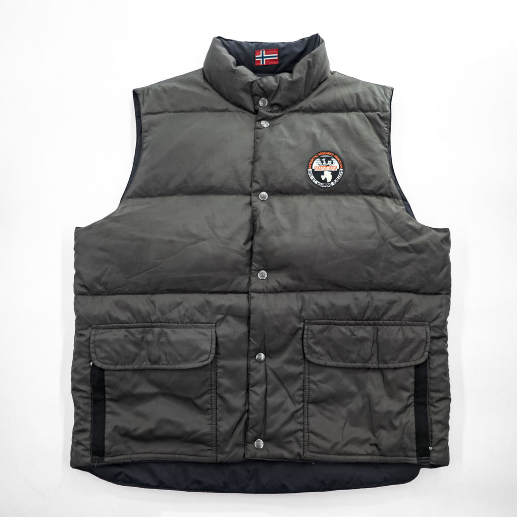 NAPAPIJRI リバーシブル ダウンベスト XL ブラック リップストップ NEW NORDIC REVERS スナップボタン NOYMKF