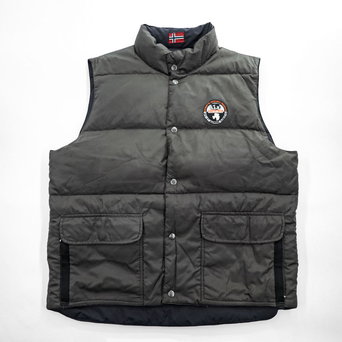 NAPAPIJRI リバーシブル ダウンベスト XL ブラック リップストップ NEW NORDIC REVERS スナップボタン NOYMKF