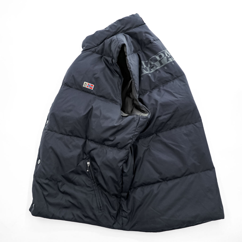 NAPAPIJRI リバーシブル ダウンベスト XL ブラック リップストップ NEW NORDIC REVERS スナップボタン NOYMKF