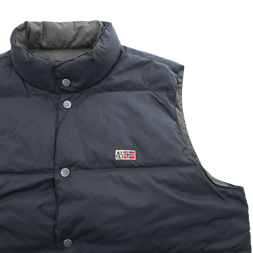 NAPAPIJRI リバーシブル ダウンベスト XL ブラック リップストップ NEW NORDIC REVERS スナップボタン NOYMKF
