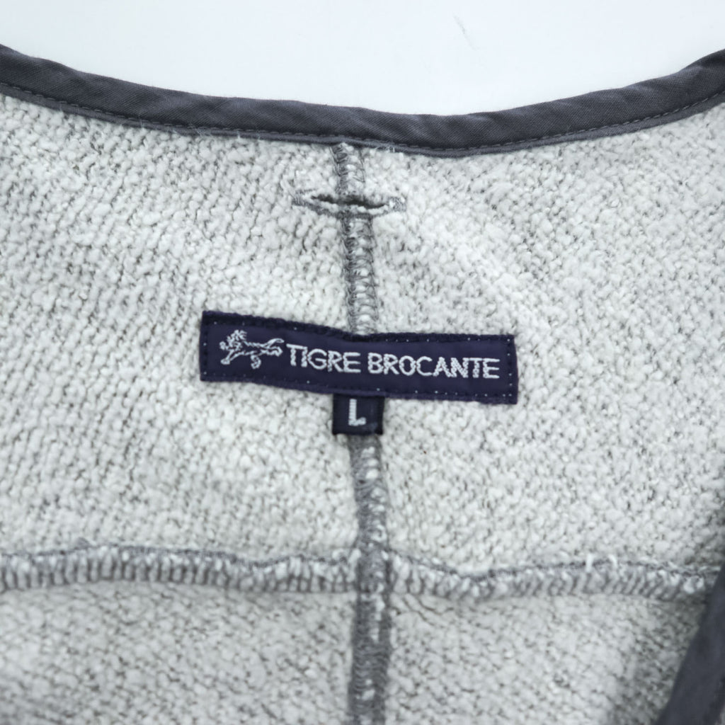TIGRE BROCANTE 日本製 Vネック スウェット カーディガン L グレー コットン100%