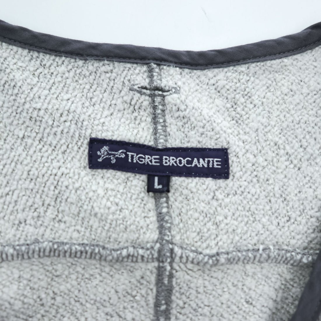 TIGRE BROCANTE 日本製 Vネック スウェット カーディガン L グレー コットン100%
