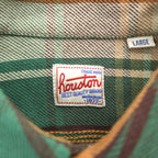 HOUSTON ヘビーフランネル 長袖 ワークシャツ L グリーン ブラウン チェック UNION MADE 40468