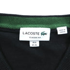 LACOSTE Vネック コットンニット セーター XL ブラック ワンポイント ワニロゴ AH1951