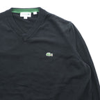 LACOSTE Vネック コットンニット セーター XL ブラック ワンポイント ワニロゴ AH1951