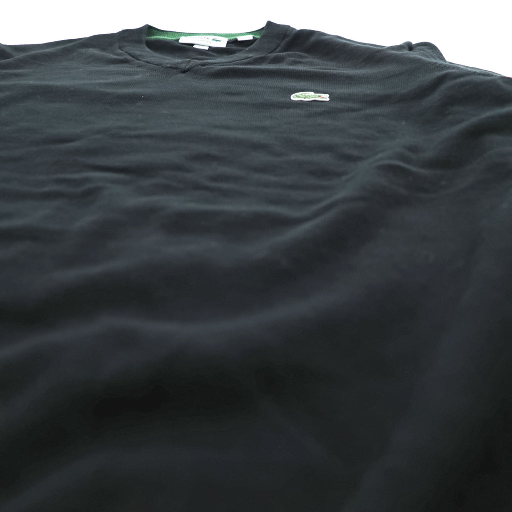 LACOSTE Vネック コットンニット セーター XL ブラック ワンポイント ワニロゴ AH1951