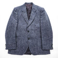 Harris Tweed ツイード 2B テーラードジャケット ヘリンボーン ブレザー L ネイビー グレー スコットランド製